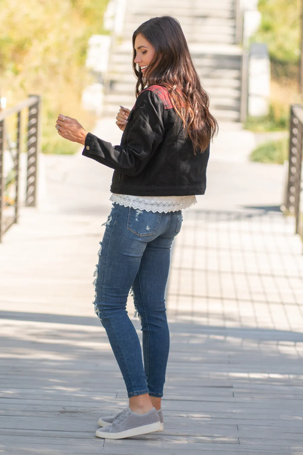 Aspen Buffalo Plaid Denim Jacket