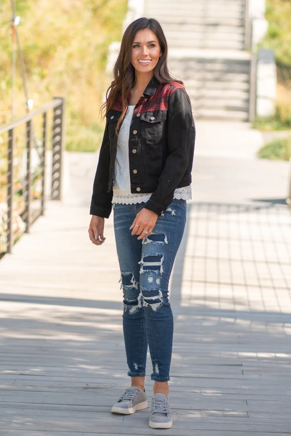 Aspen Buffalo Plaid Denim Jacket