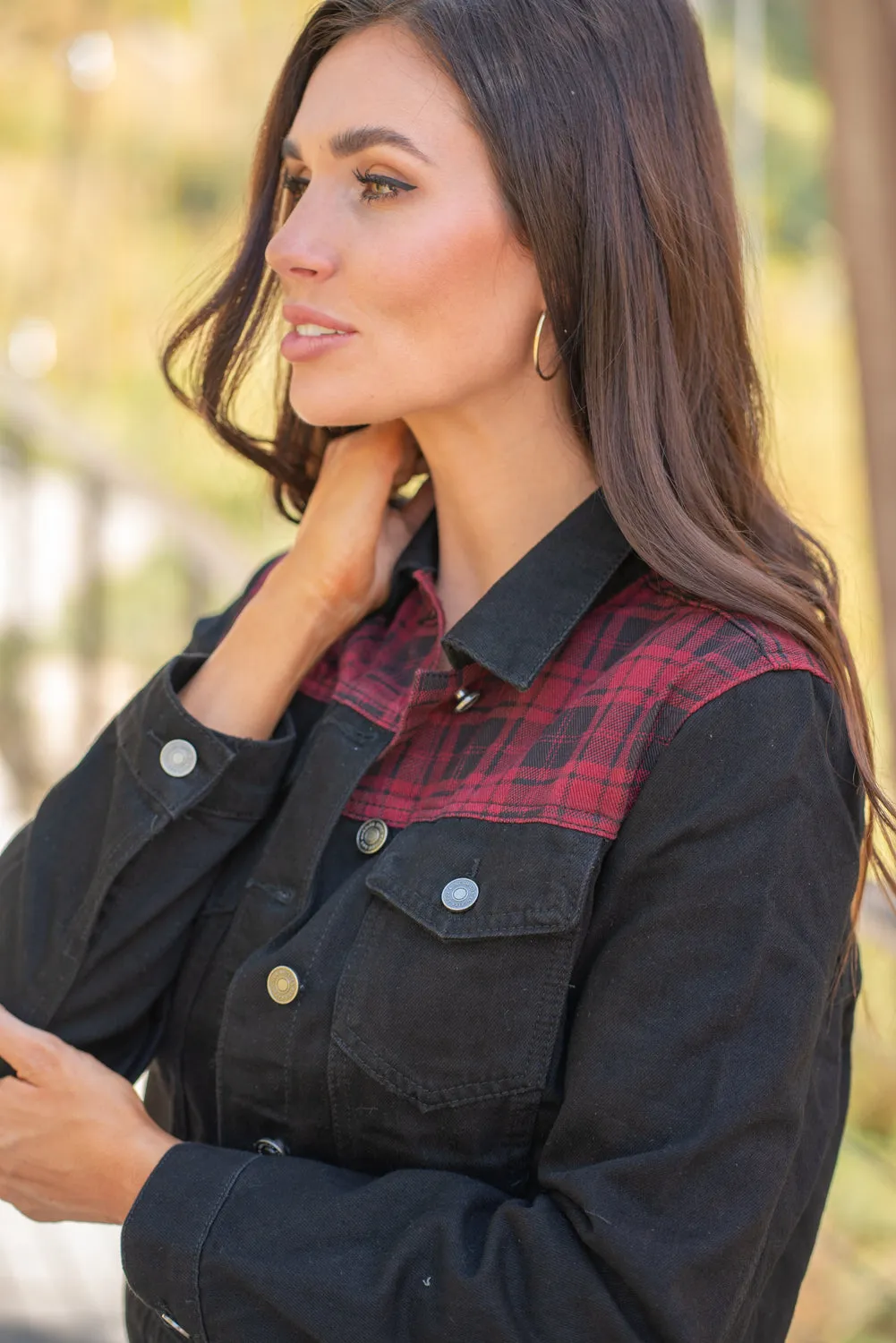 Aspen Buffalo Plaid Denim Jacket