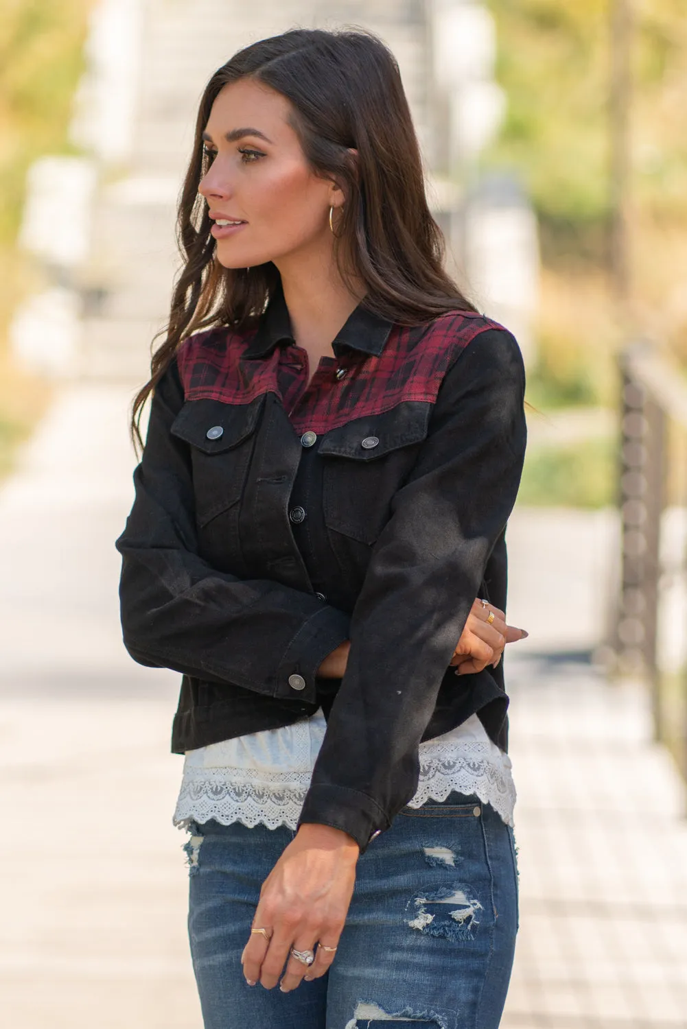 Aspen Buffalo Plaid Denim Jacket