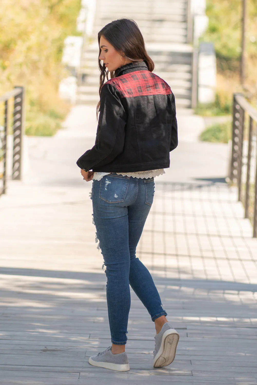 Aspen Buffalo Plaid Denim Jacket