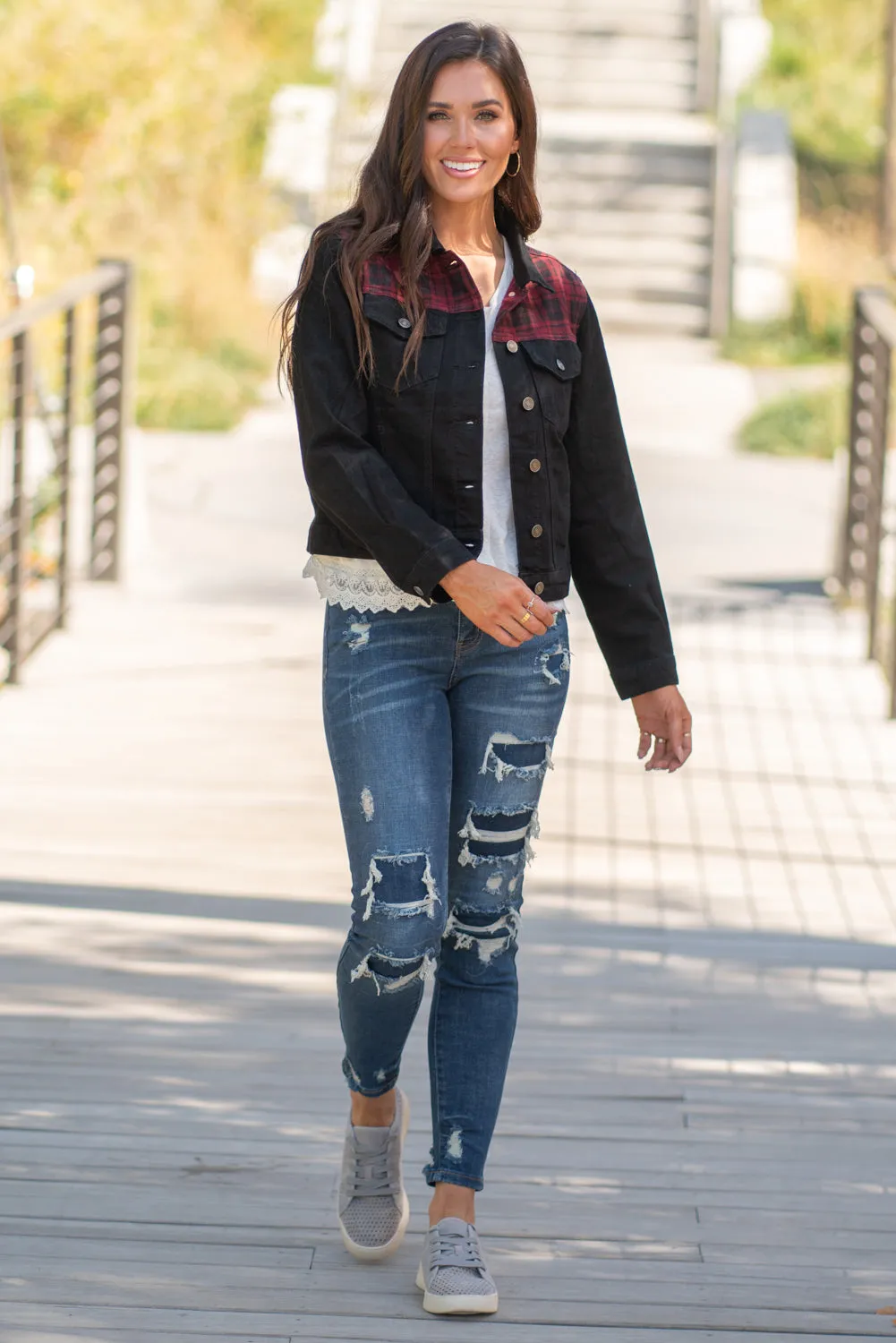 Aspen Buffalo Plaid Denim Jacket
