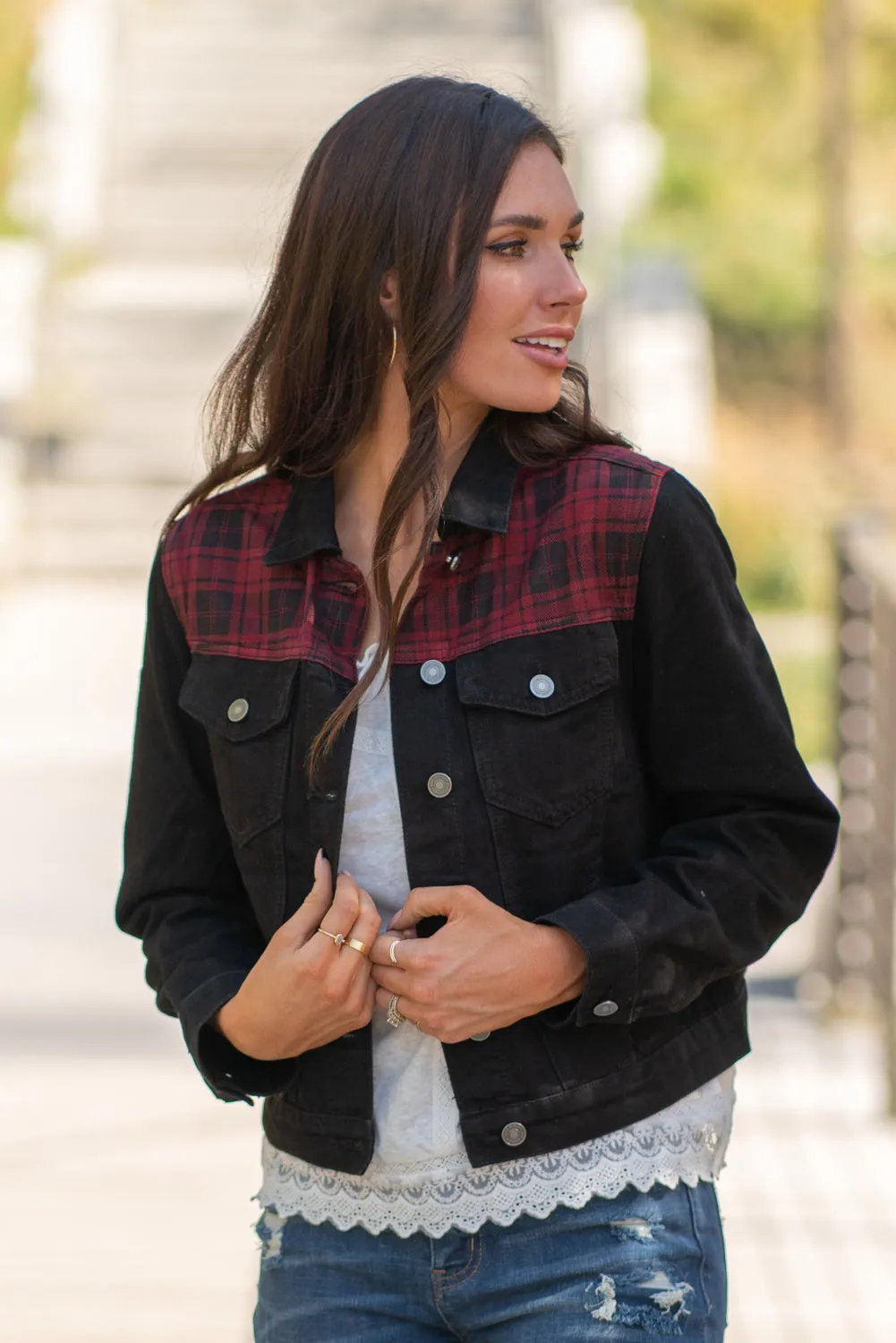 Aspen Buffalo Plaid Denim Jacket