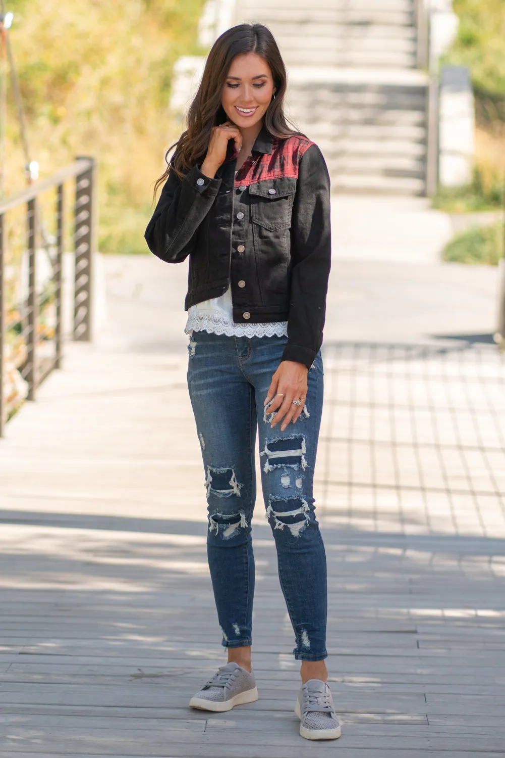 Aspen Buffalo Plaid Denim Jacket