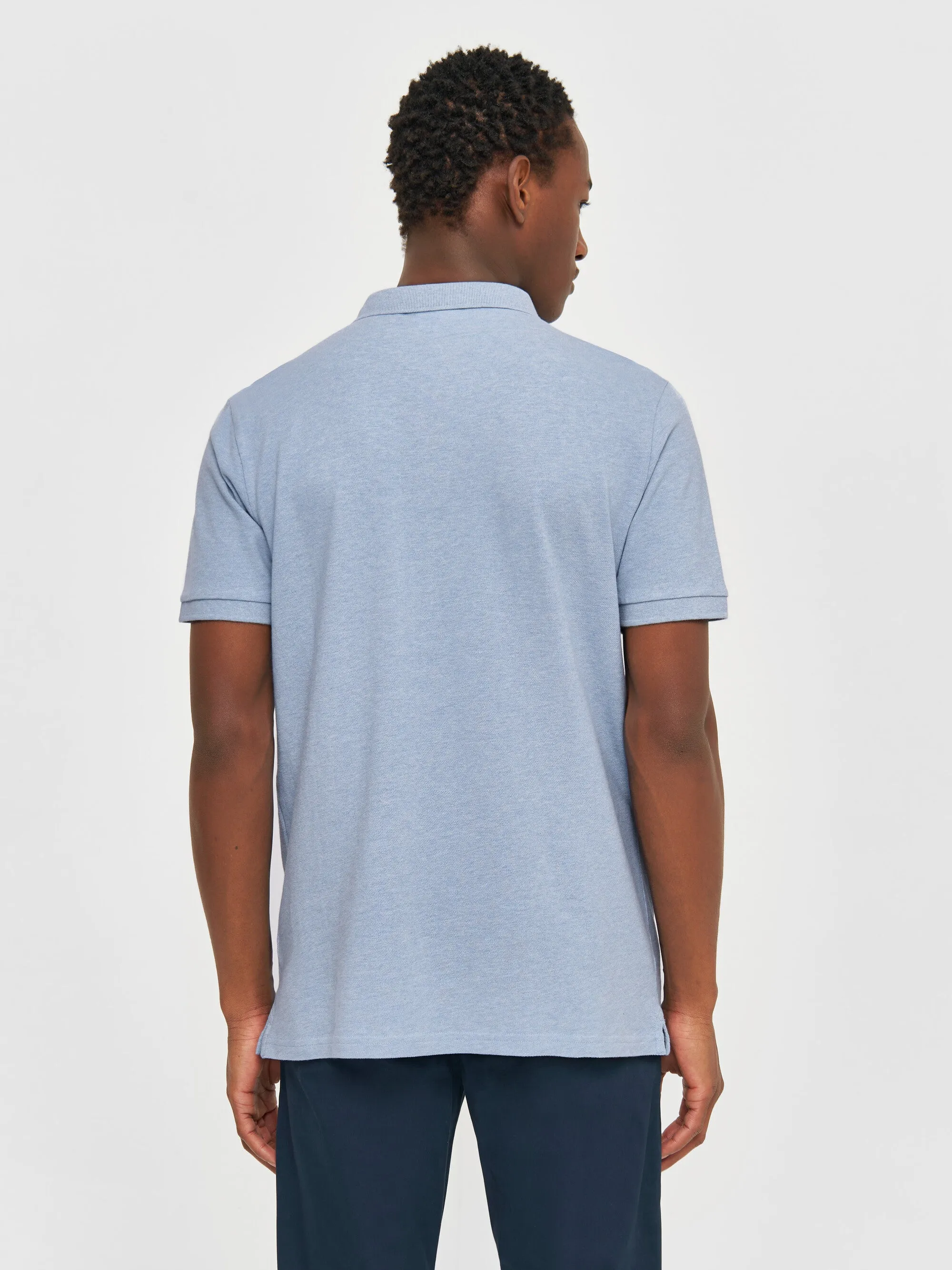 Basic badge polo - Sky way melange
