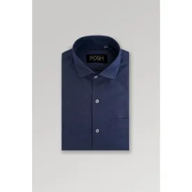 Blue Textured Slim Fit Shirt
