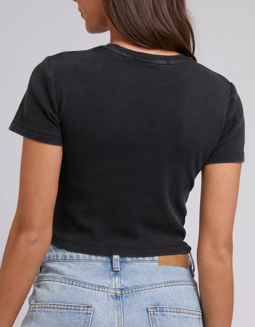 Born To Fly Baby Tee Washed Black