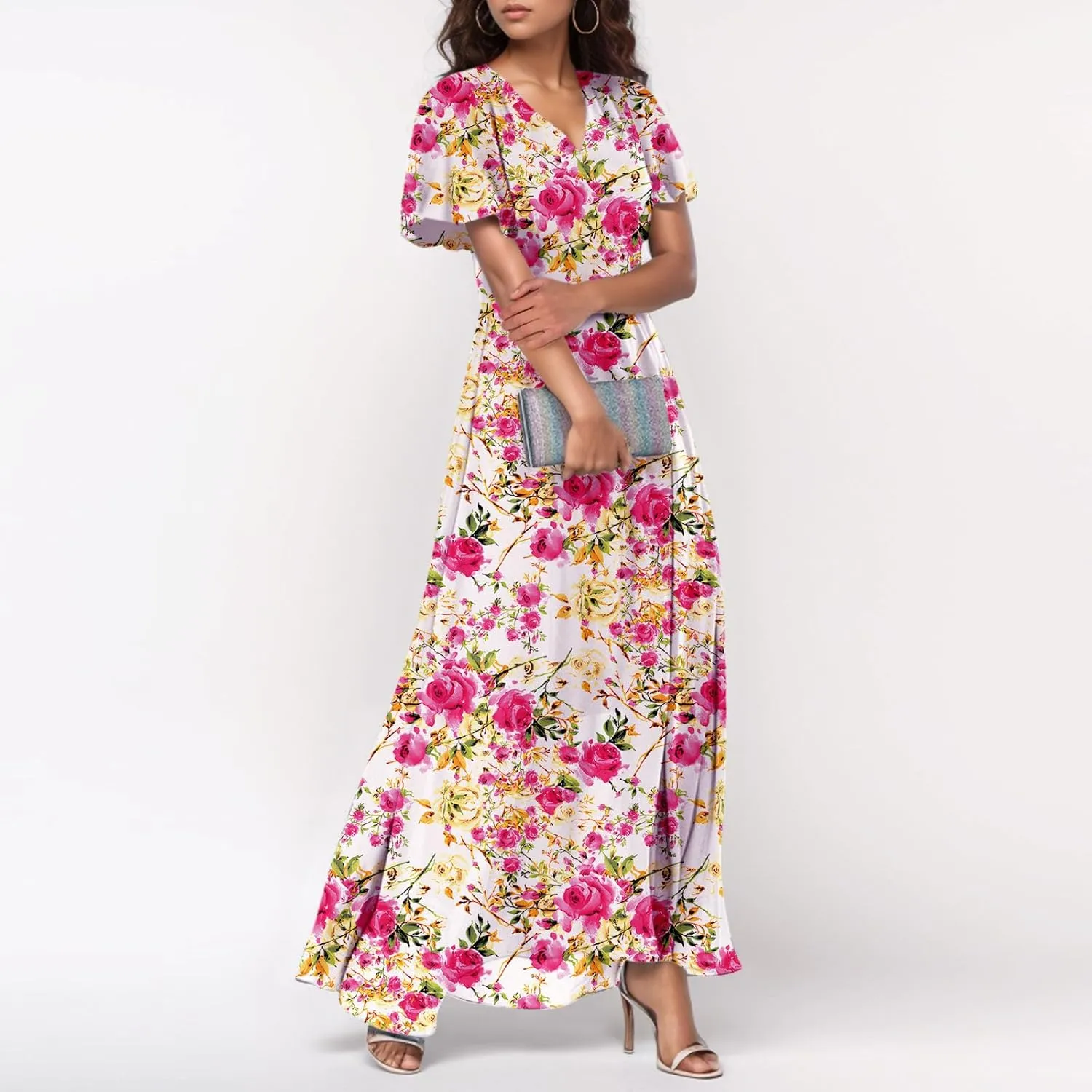 Easter Dress for Women Swing Flowy Ruffle Hem Swing Womens Dresses Chiffon Dress Summer Dresses