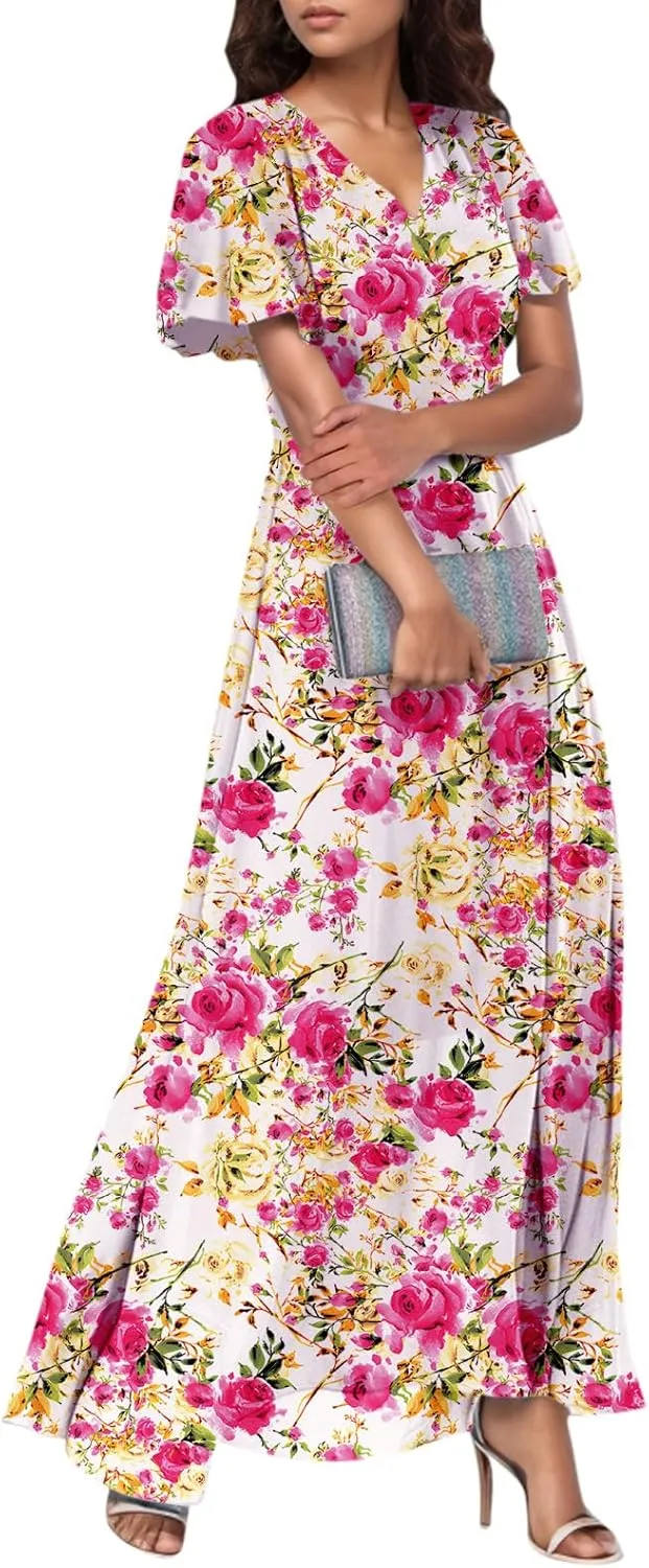 Easter Dress for Women Swing Flowy Ruffle Hem Swing Womens Dresses Chiffon Dress Summer Dresses