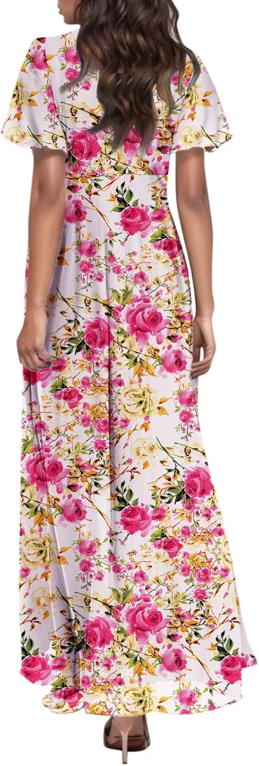 Easter Dress for Women Swing Flowy Ruffle Hem Swing Womens Dresses Chiffon Dress Summer Dresses