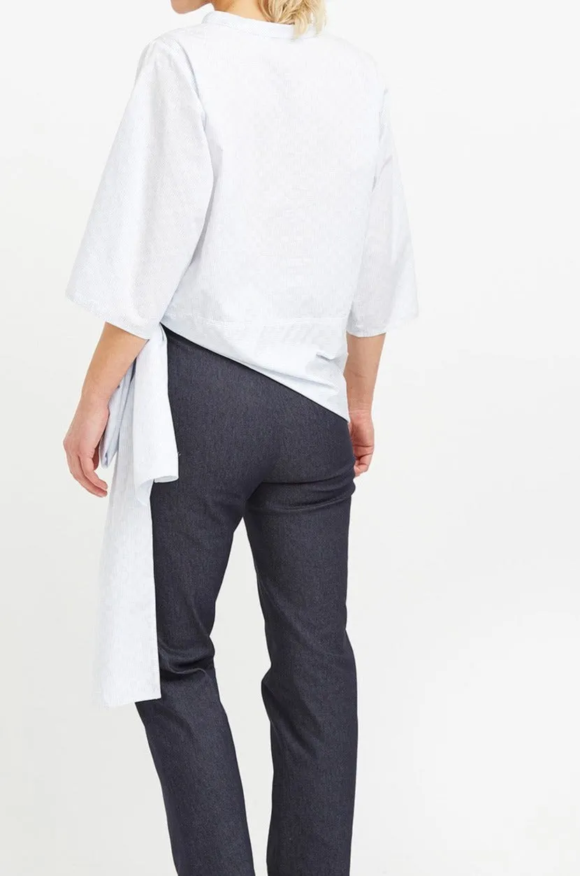ELNORA SIDE TIE SHIRT IN STRETCH COTTON POPLIN