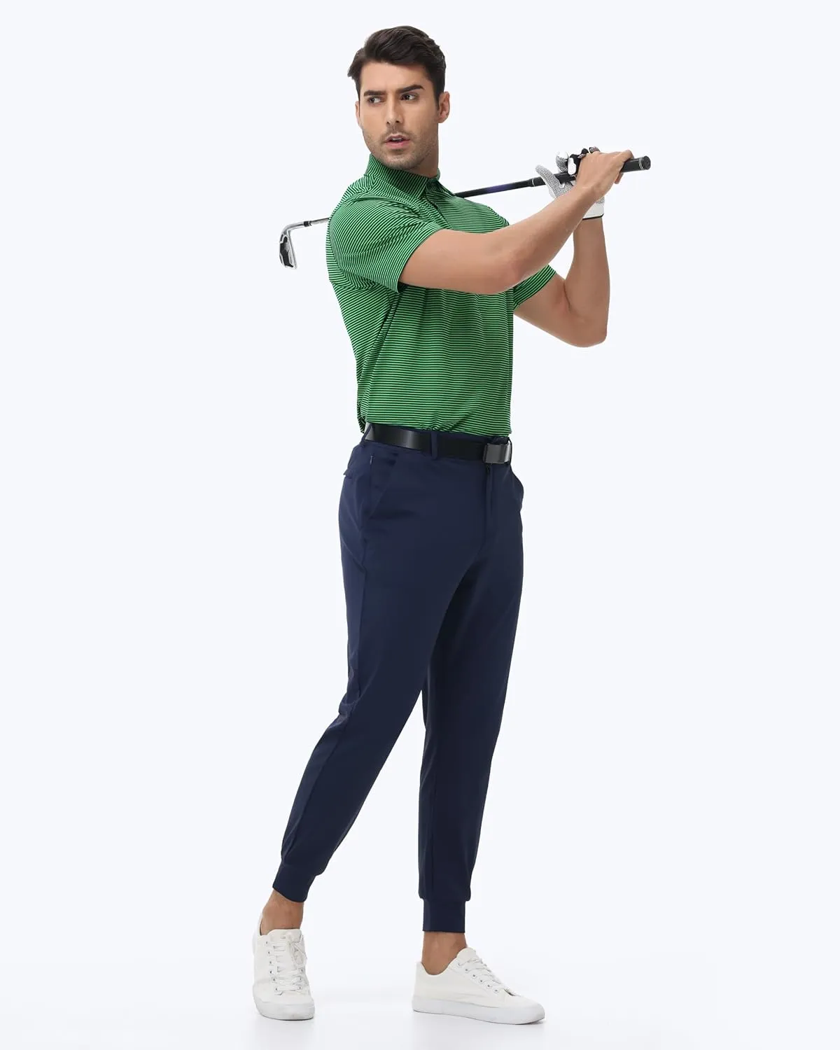 Golf Polos for Men - Striped Sport Polo Shirts for Men Quick Dry Slim Fit, Funny Men Work Golf Shirt Moisture Wicking