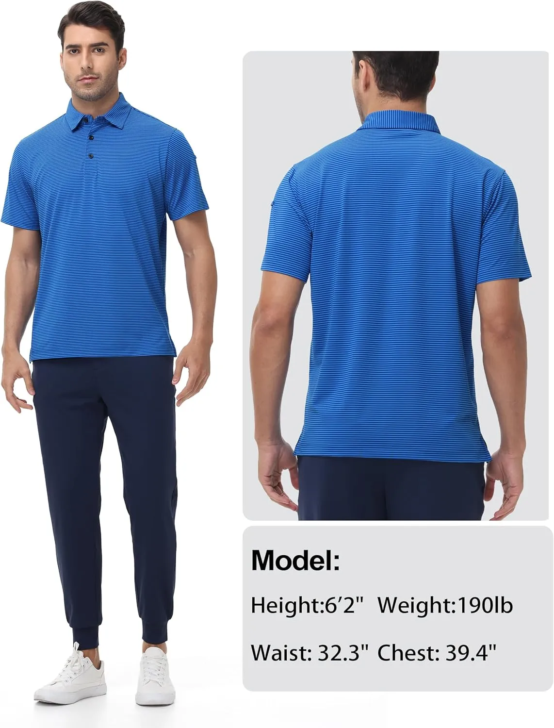 Golf Polos for Men - Striped Sport Polo Shirts for Men Quick Dry Slim Fit, Funny Men Work Golf Shirt Moisture Wicking