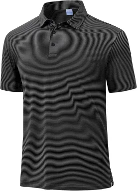 Golf Polos for Men - Striped Sport Polo Shirts for Men Quick Dry Slim Fit, Funny Men Work Golf Shirt Moisture Wicking