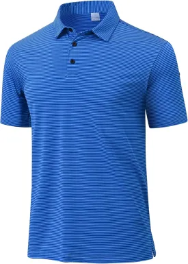 Golf Polos for Men - Striped Sport Polo Shirts for Men Quick Dry Slim Fit, Funny Men Work Golf Shirt Moisture Wicking