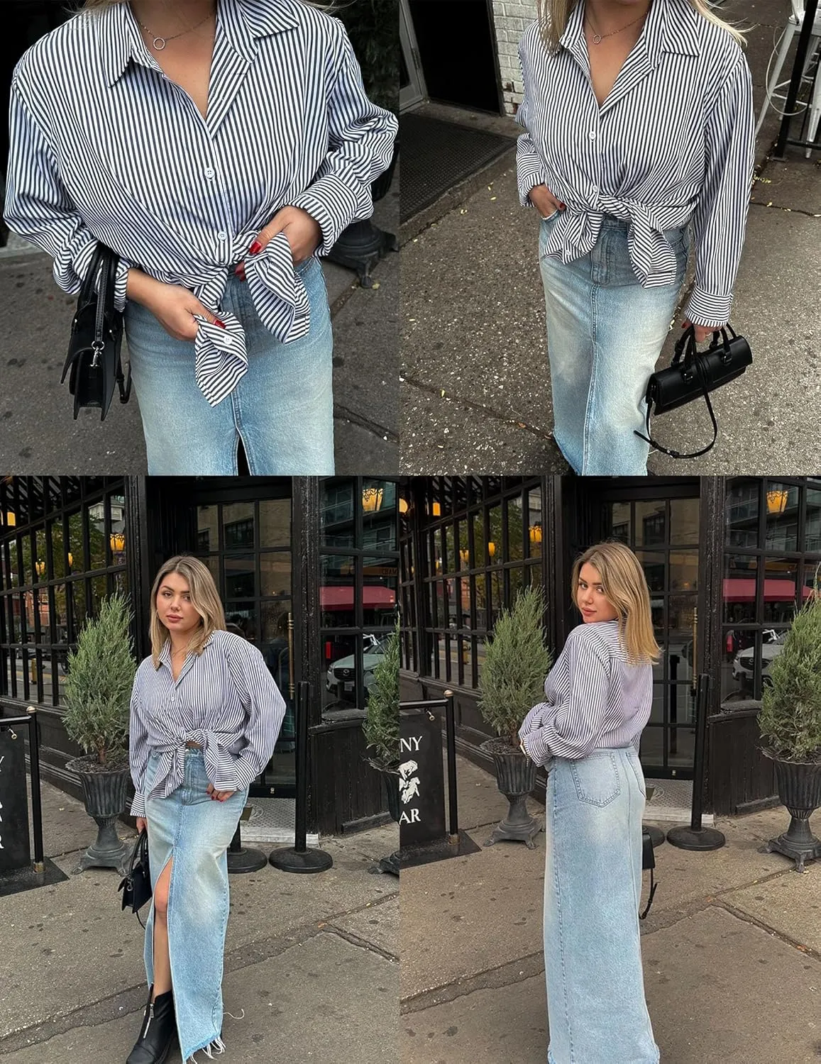 IN'VOLAND Womens Plus Size Button Down Shirt Striped Casual Shirt Long Sleeve Fall Blouse Collared Office Work Blouses Tops