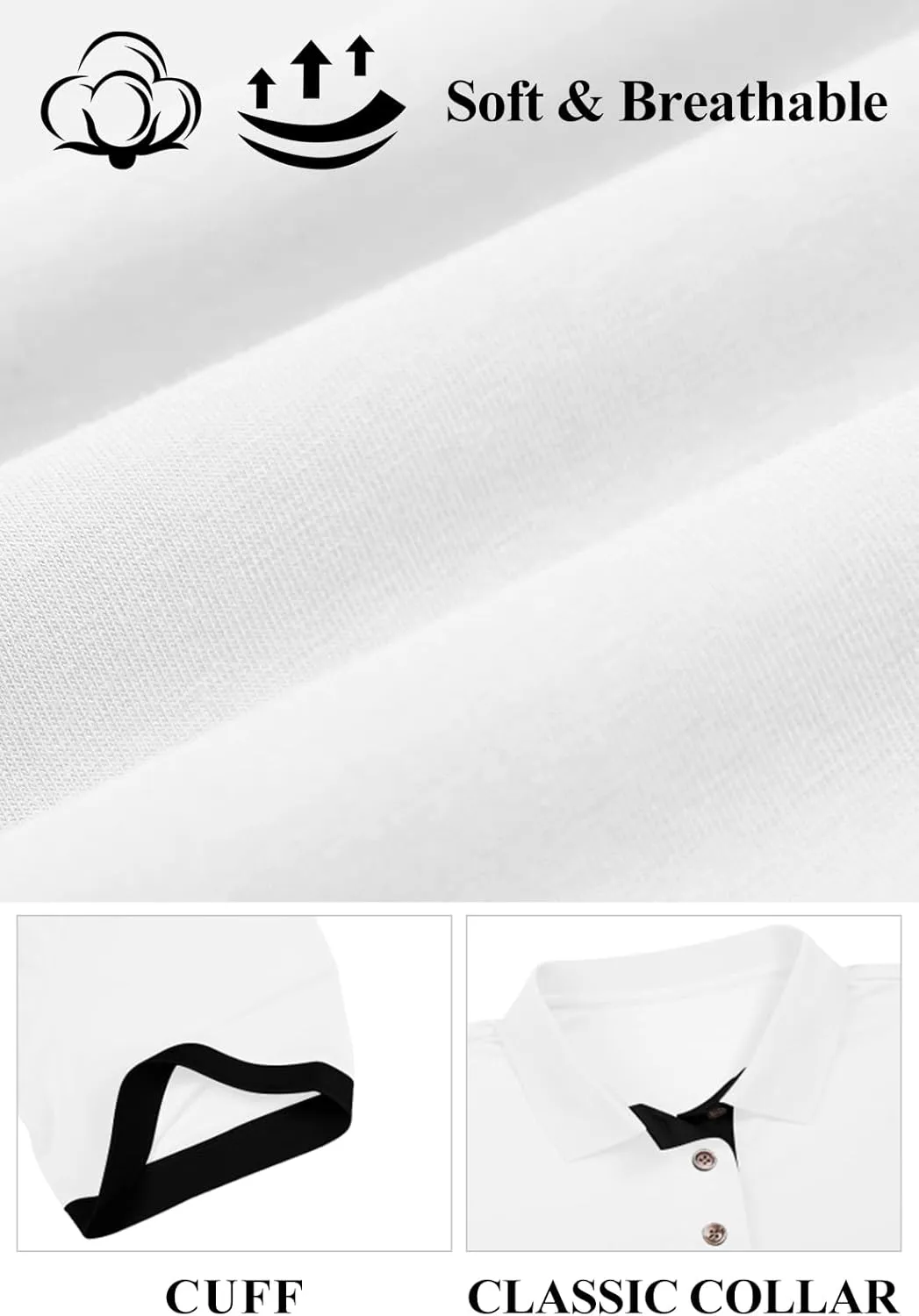 KUYIGO Men's Short Sleeve Polo Shirts Casual Slim Fit Basic Designed Cotton Shirt Tops