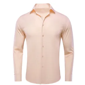 Light Pink Solid Men's Long Sleeve Cotton Shirt