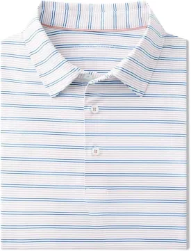 Rouen Men's Polo Shirts Short Sleeve Dry Fit Performance Wicking Moisture Causal Striped Collared Golf Shirts for Men