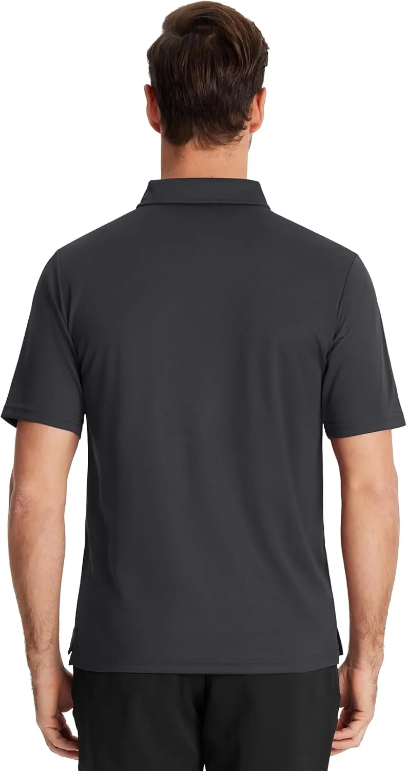 TACVASEN Mens Polo Shirt Short Sleeve Golf Shirt with Pocket Quick Dry Collared Lightweight Polo for Men Casual Work