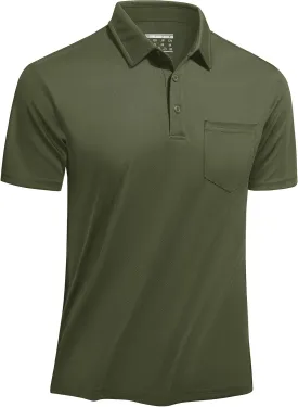 TACVASEN Mens Polo Shirt Short Sleeve Golf Shirt with Pocket Quick Dry Collared Lightweight Polo for Men Casual Work