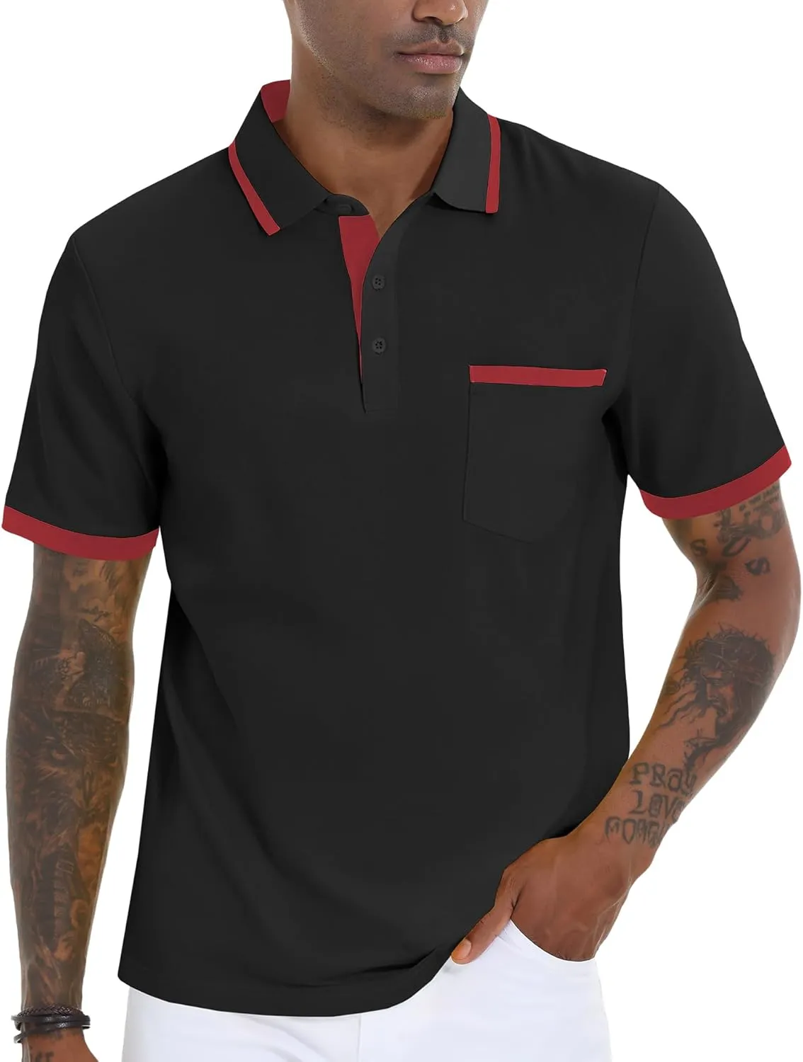 V VALANCH Polo Shirt for Men Short Sleeve Golf Polo Moisture Wicking Collared Tennis T Shirt