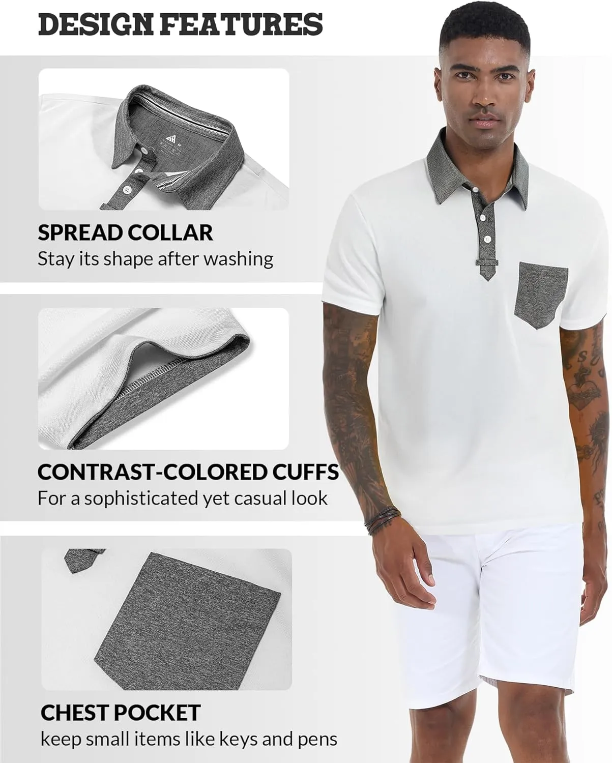 V VALANCH Polo Shirt for Men Short Sleeve Golf Polo Moisture Wicking Collared Tennis T Shirt