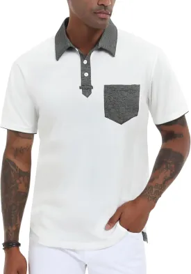 V VALANCH Polo Shirt for Men Short Sleeve Golf Polo Moisture Wicking Collared Tennis T Shirt
