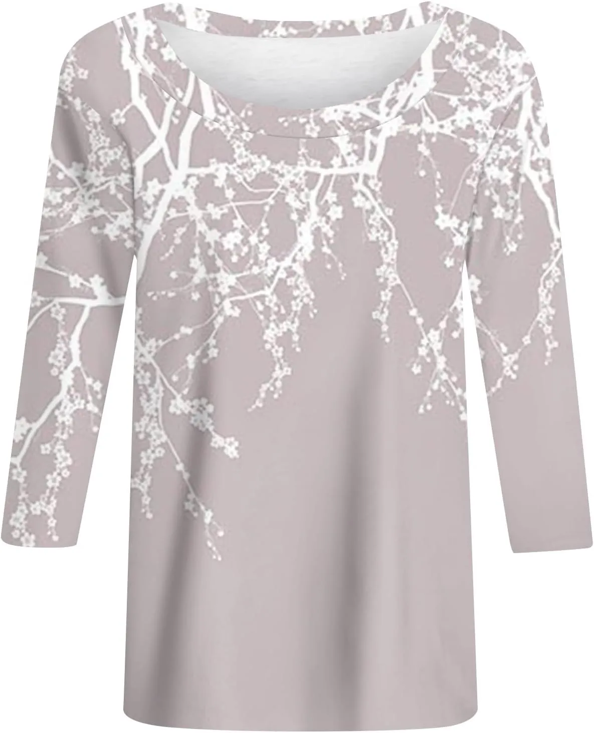 Womens Fall Tops 3/4 Sleeve Crewneck Cute Shirts Casual Trendy Print Blouses Length T Shirt 2024