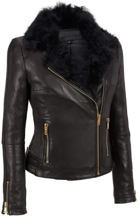 Women's Lambskin Leather Jacket Slim fit Biker Jacket TW032