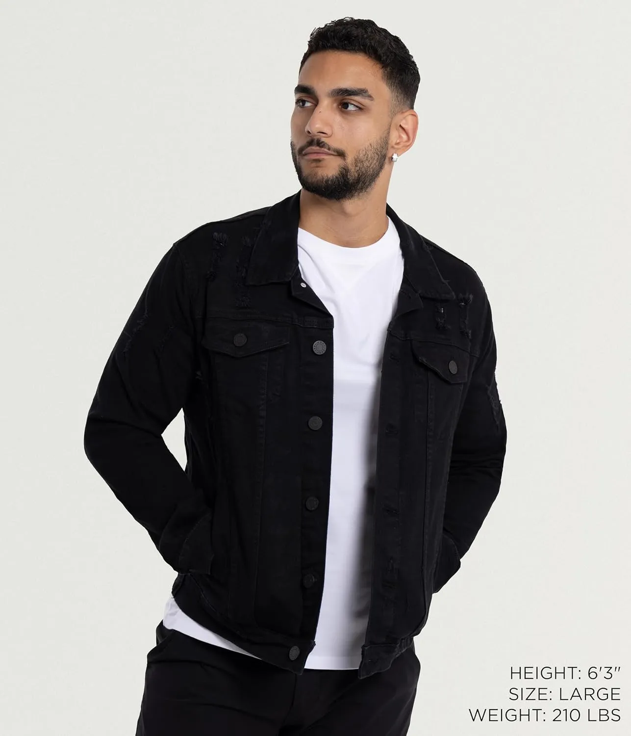X RAY Mens Denim Jacket, Washed Ripped Distressed Flex Stretch Casual Trucker Biker Jeans Jacket for Men